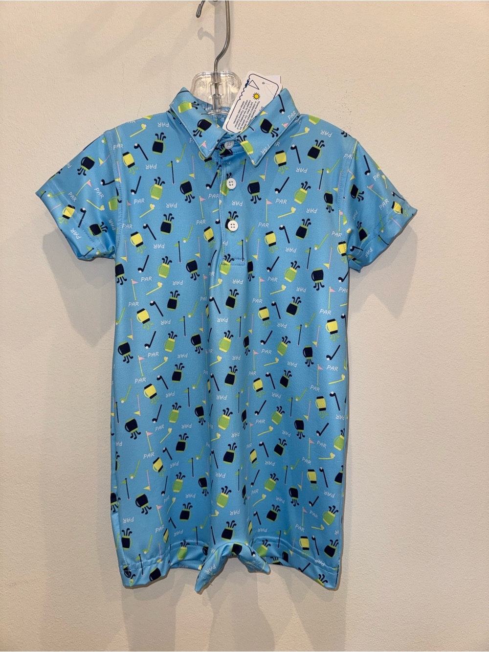 NWT Florence Eiseman Golf Print Performance Knit Shortall Size 24m